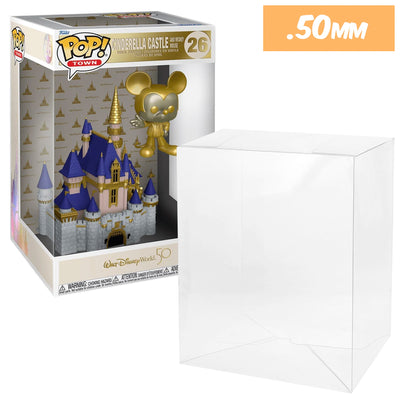pop town cinderella castle and mickey mouse gold best funko pop protectors thick strong uv scratch flat top stack vinyl display geek plastic shield vaulted eco armor fits collect protect display case kollector protector
