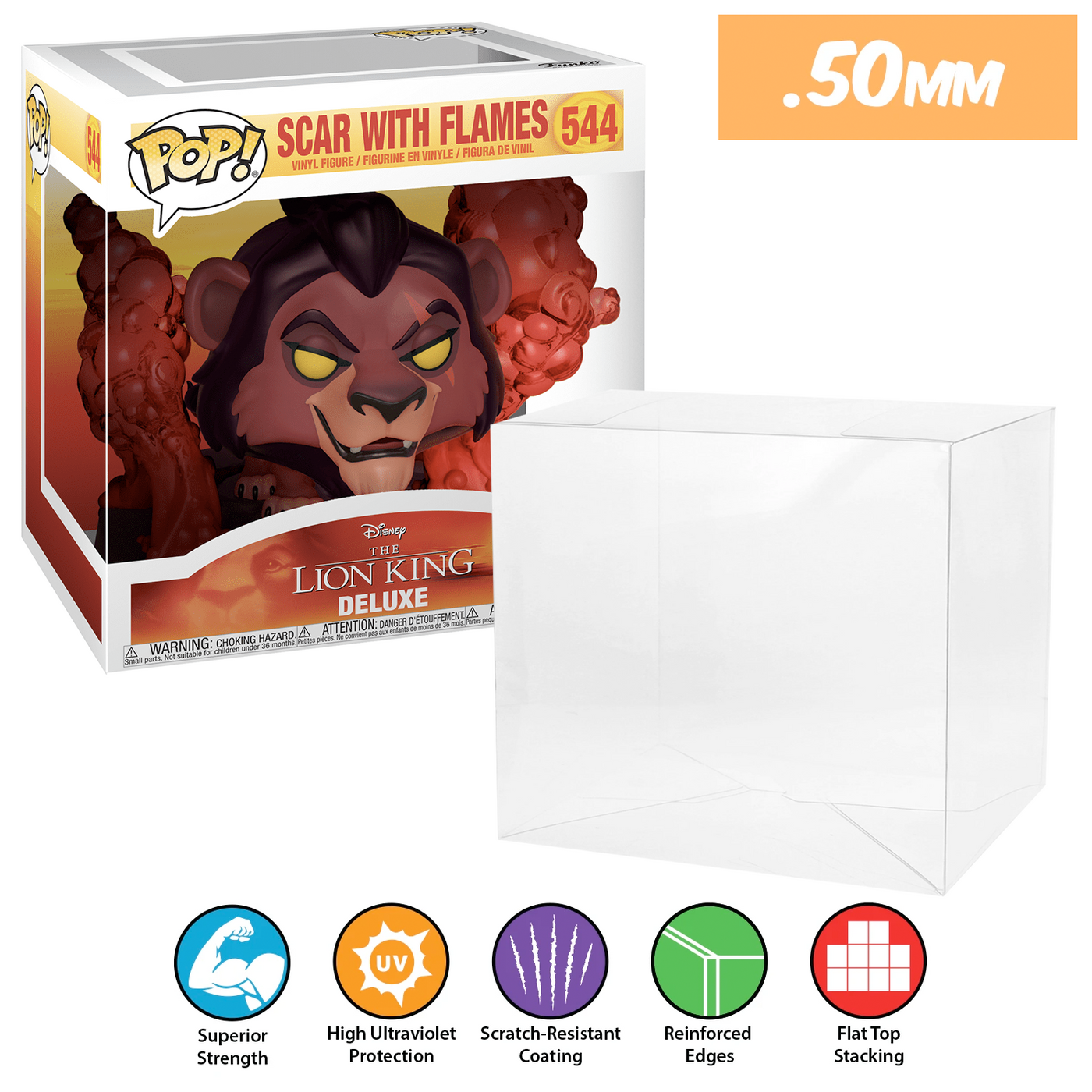 scar with flames pop deluxe best funko pop protectors thick strong uv scratch flat top stack vinyl display geek plastic shield vaulted eco armor fits collect protect display case kollector protector