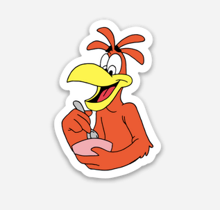 Crazy Bird Sticker  (1.35" x 2") - Display Geek