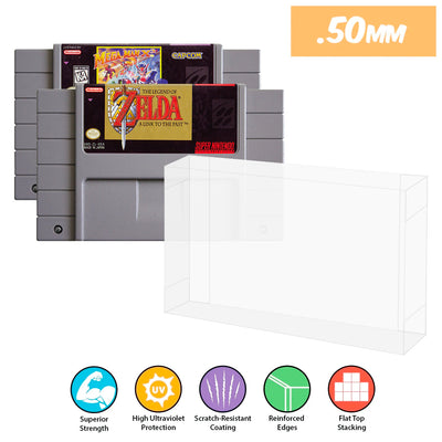 Plastic Protector for SNES Video Game Cartridges 0.50mm thick, UV & Scratch Resistant on The Pop Protector Guide by Display Geek