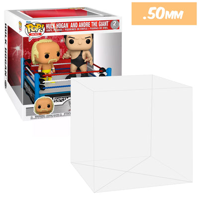 wwe wrestling ring hulk hogan and andre the giant pop deluxe 2 pack best funko pop protectors thick strong uv scratch flat top stack vinyl display geek plastic shield vaulted eco armor fits collect protect display case kollector protector