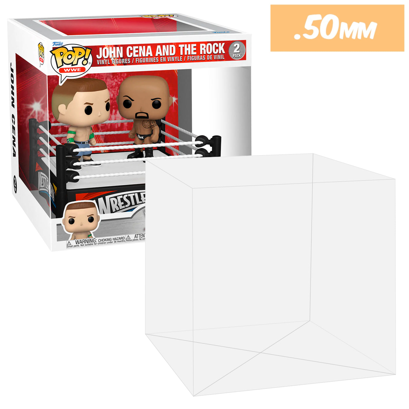 wwe wrestling ring john cena the rock pop deluxe 2 pack best funko pop protectors thick strong uv scratch flat top stack vinyl display geek plastic shield vaulted eco armor fits collect protect display case kollector protector