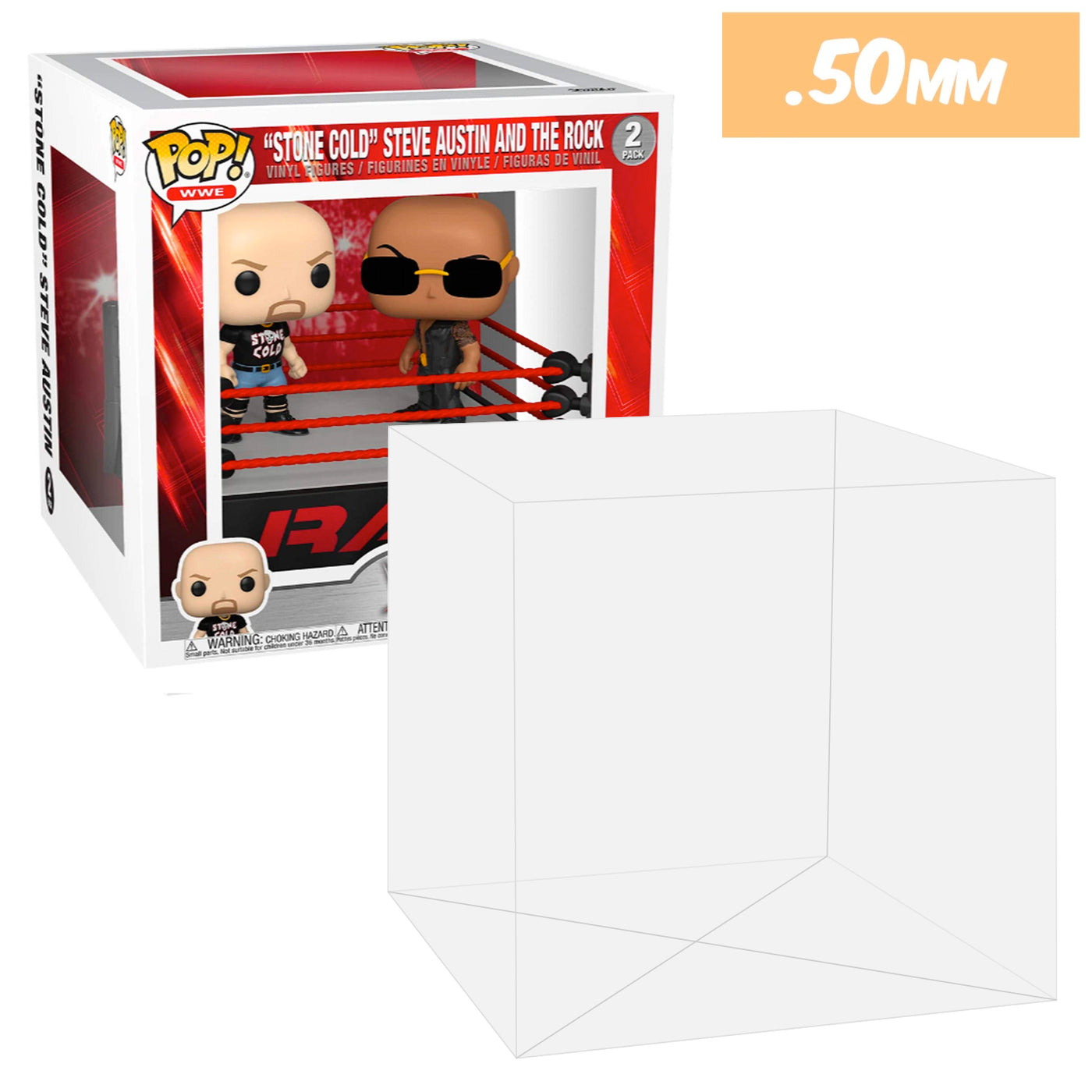 wwe wrestling ring stone cold the rock pop deluxe 2 pack best funko pop protectors thick strong uv scratch flat top stack vinyl display geek plastic shield vaulted eco armor fits collect protect display case kollector protector