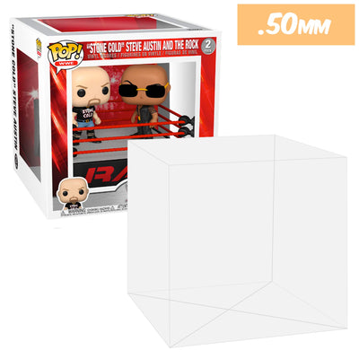 wwe wrestling ring stone cold the rock pop deluxe 2 pack best funko pop protectors thick strong uv scratch flat top stack vinyl display geek plastic shield vaulted eco armor fits collect protect display case kollector protector