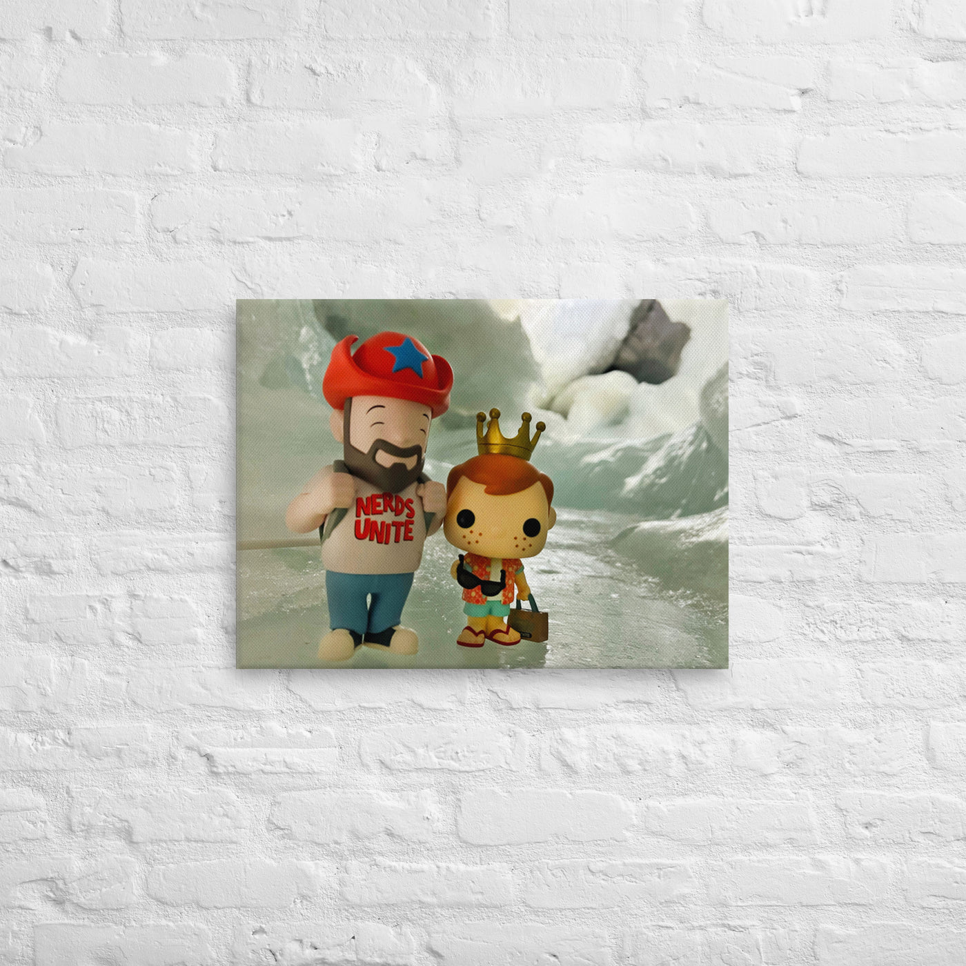 Freddy Funko & Sully in Ice Cave Switzerland Pop Photography Giant Canvas by Nomading Nerds