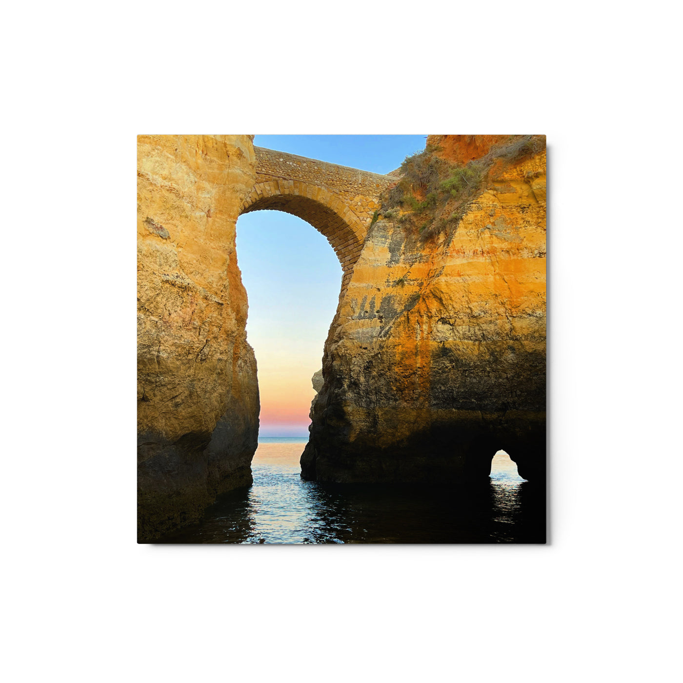 "Lagos Roman Bridge" Portugal Photography 12" x 12" Metal Print by Nomading Nerds