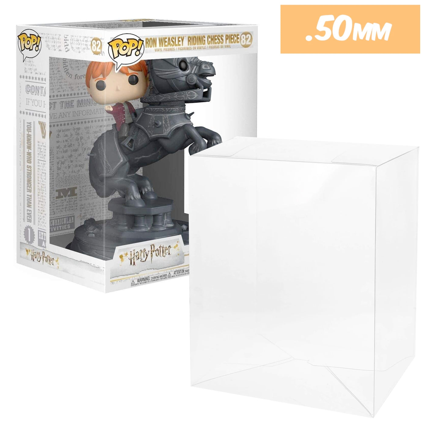 RON RIDING CHESS PIECE Pop Protectors for Funko (50mm thick) 10.25h x 7.5w x 6.75d